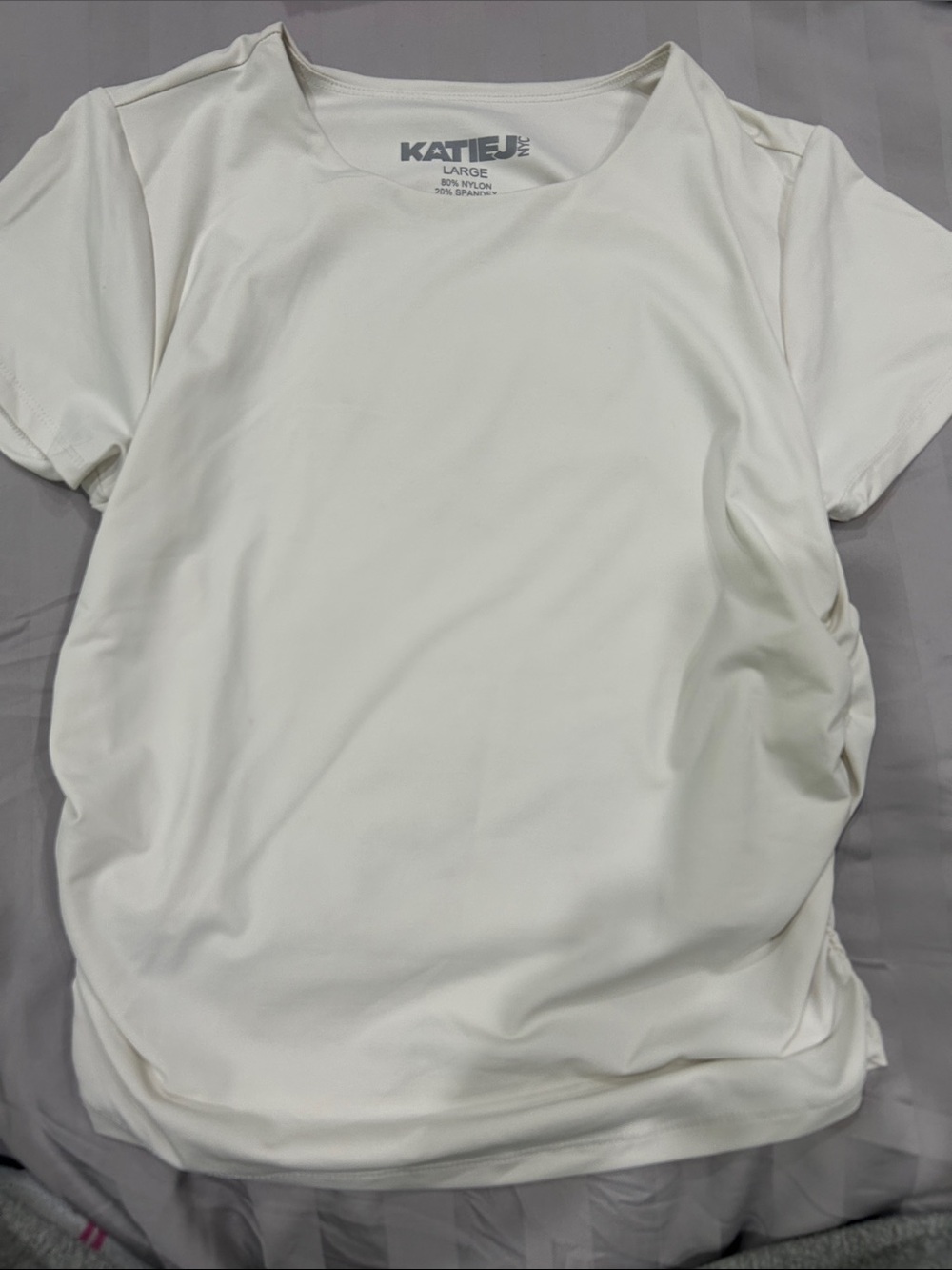 Katie J NYC Off White Fitted T Shirt Junior Large L